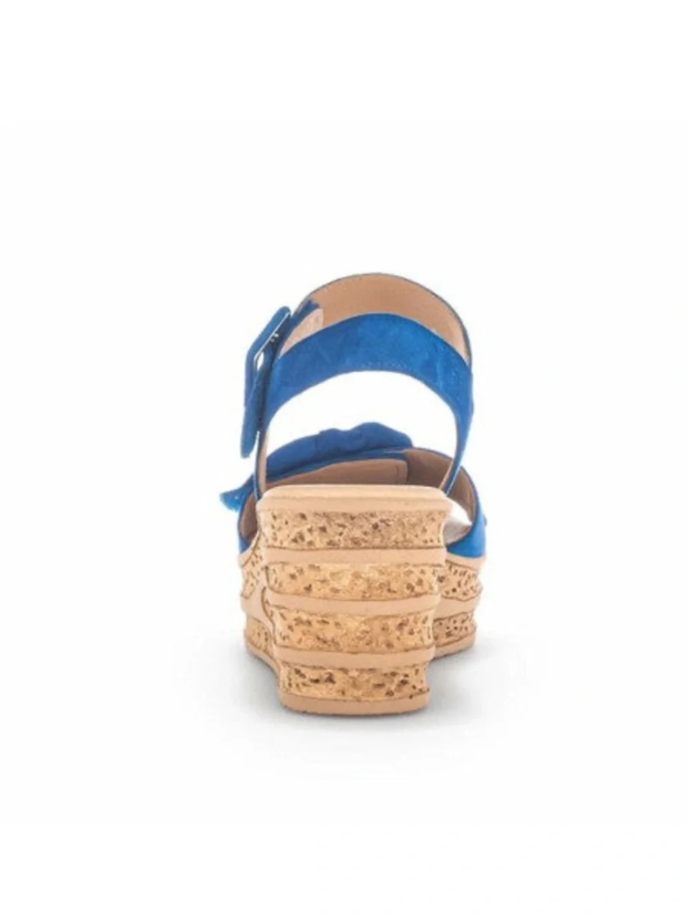 Gabor Blue Sapphire Sand Wedge Sandals with Blue Suede Knot Detail.  5 1/2/US 8.